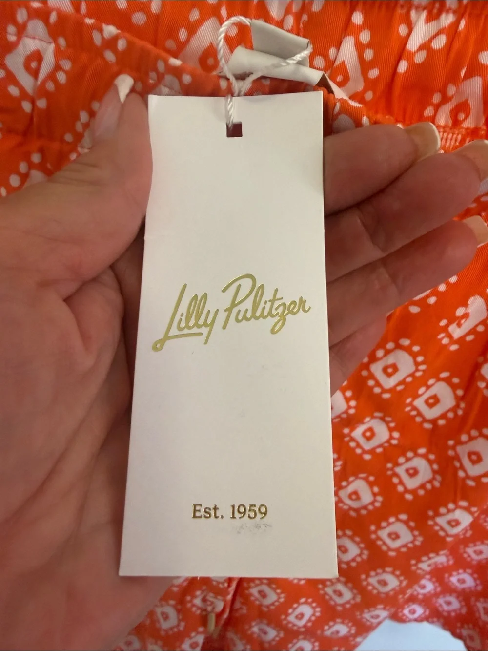 Lilly Pulitzer Croix Shorts L NWT Orange Print Drawstring Waist - Picture 4 of 7